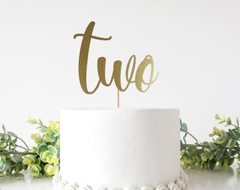 Two Cake Topper for Second Birthday, Smash Cake, 2nd Birthday Party. Double Sided Glitter Cardstock