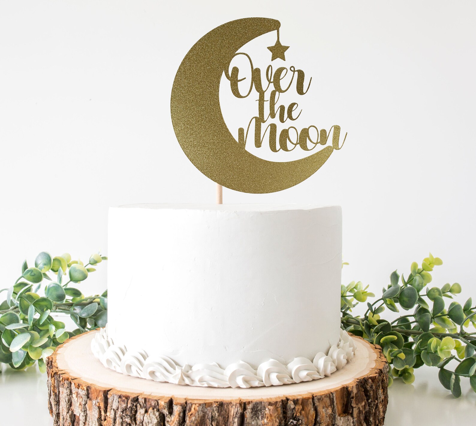 Over The Moon Cake Topper For Baby Shower Gender Reveal Etsy