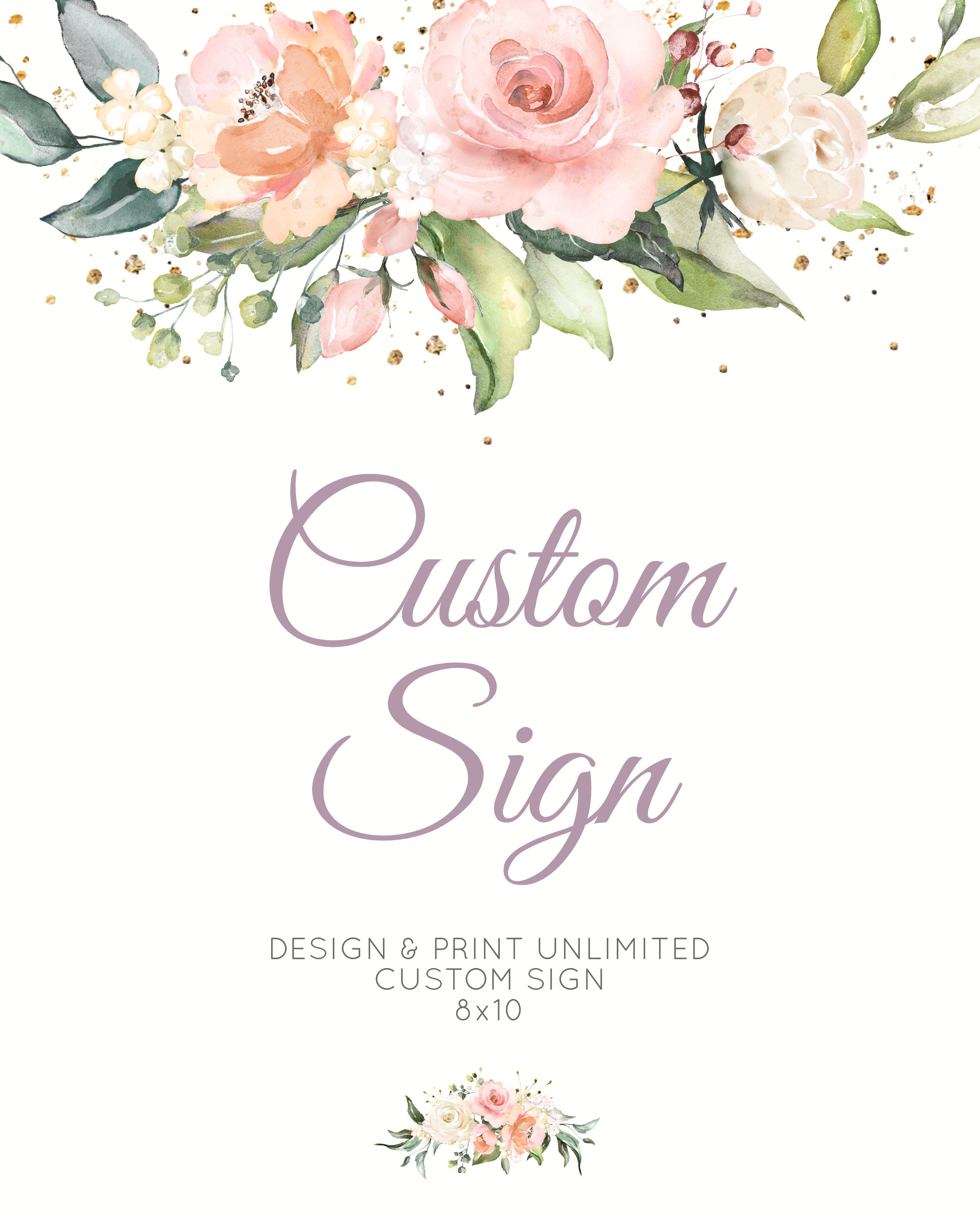 Editable Floral Custom Sign Template Unlimited Blush Pink Flower Baby ...