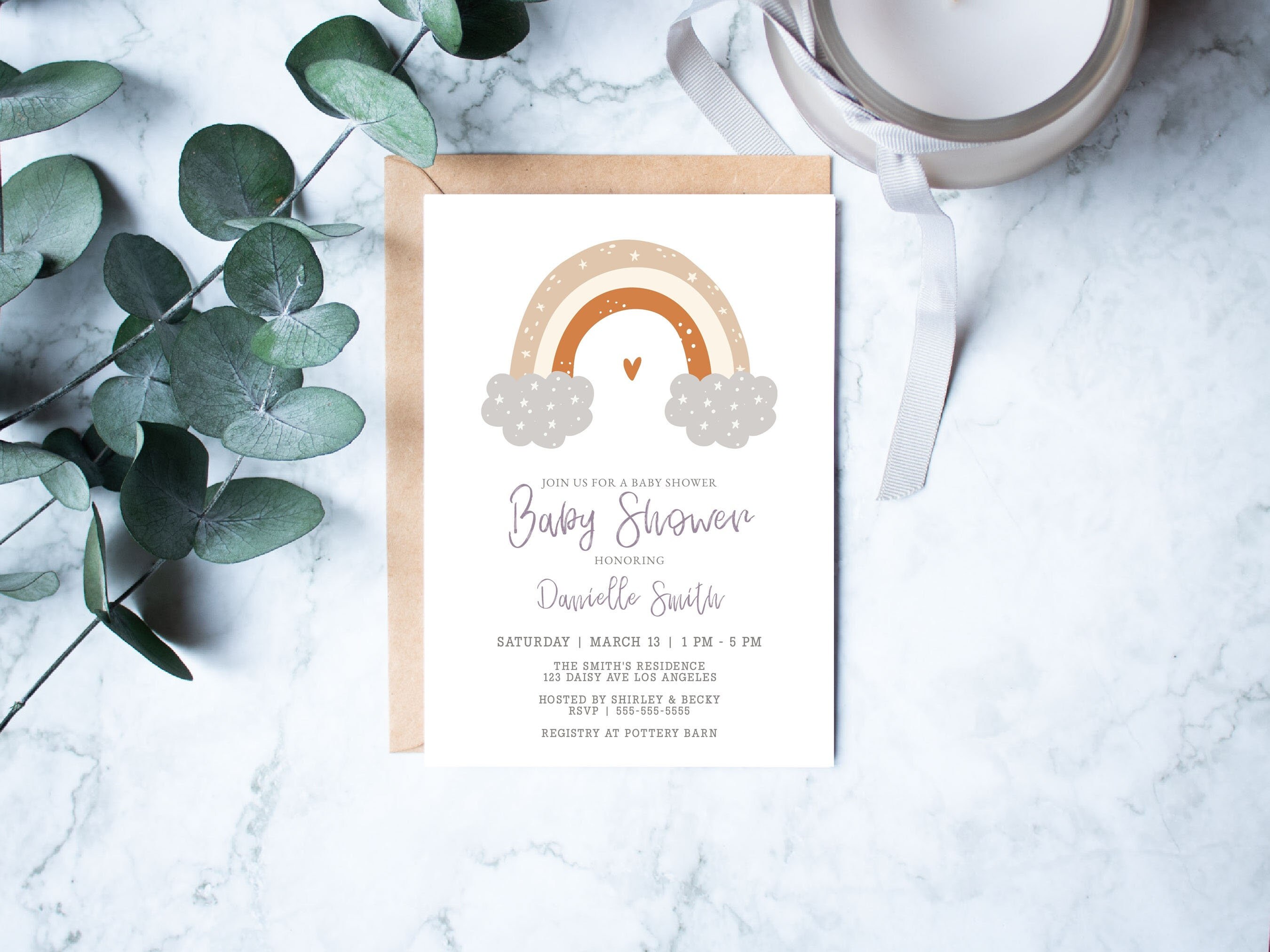 Editable Rainbow Baby Shower Invitation Template Boho Theme Baby Shower Gender Neutral Invite Its A Boy Its A Girl Oh Baby. INSTANT DOWNLOAD