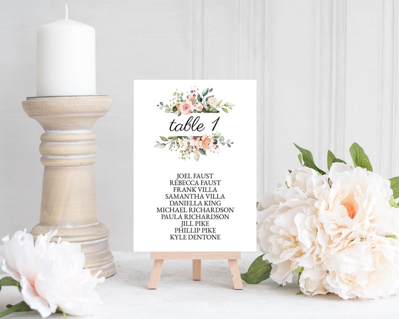 Editable Floral Table Card Template for Wedding Party Celebration ...