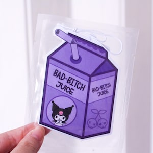 Emo Kitty Bad B*tch Juice-box Air Freshener: Cute Air Freshener, Kawaii Air Freshener, Anime Air Freshener, Kuro, Hanging Freshener