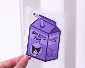Emo Kitty Bad B*tch Juice-box Air Freshener: Cute Air Freshener, Kawaii Air Freshener, Anime Air Freshener, Kuro, Hanging Freshener