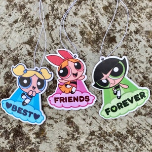PowerPuff Girls Air Freshener: Pink Car Accessory, Kawaii Car Accessory, Blossom, Buttercup, Bubbles, Cute Car Accessory, Anime Car