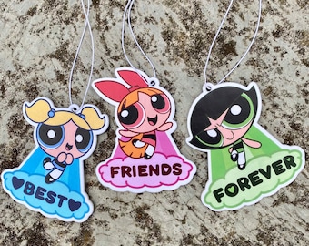 PowerPuff Girls Air Freshener: Pink Car Accessory, Kawaii Car Accessory, Blossom, Buttercup, Bubbles, Cute Car Accessory, Anime Car