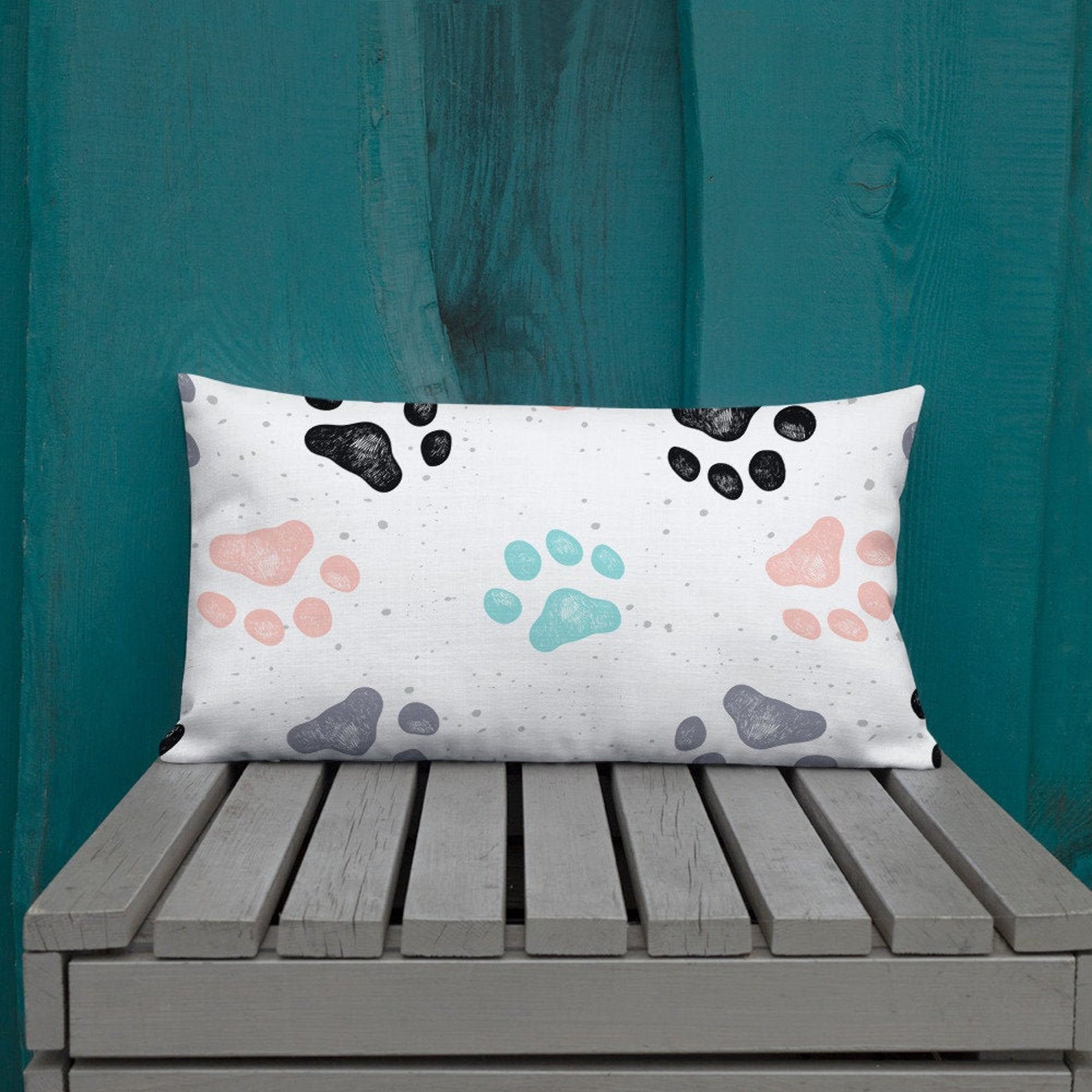 Paw Print Premium Pillow Dog Paw Pattern Decorative Pillow Etsy