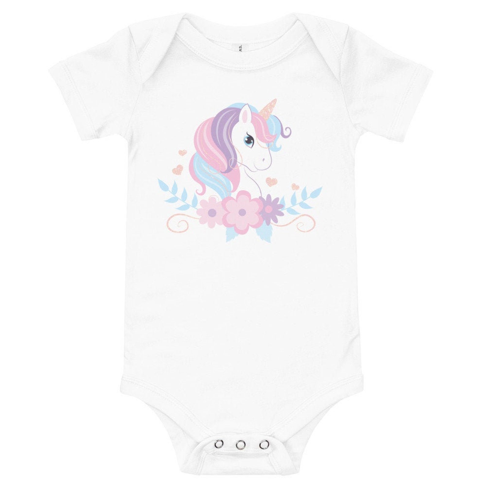 Unicorn Short Sleeve Baby Onesie Baby Girl Unicorn Bodysuit Etsy