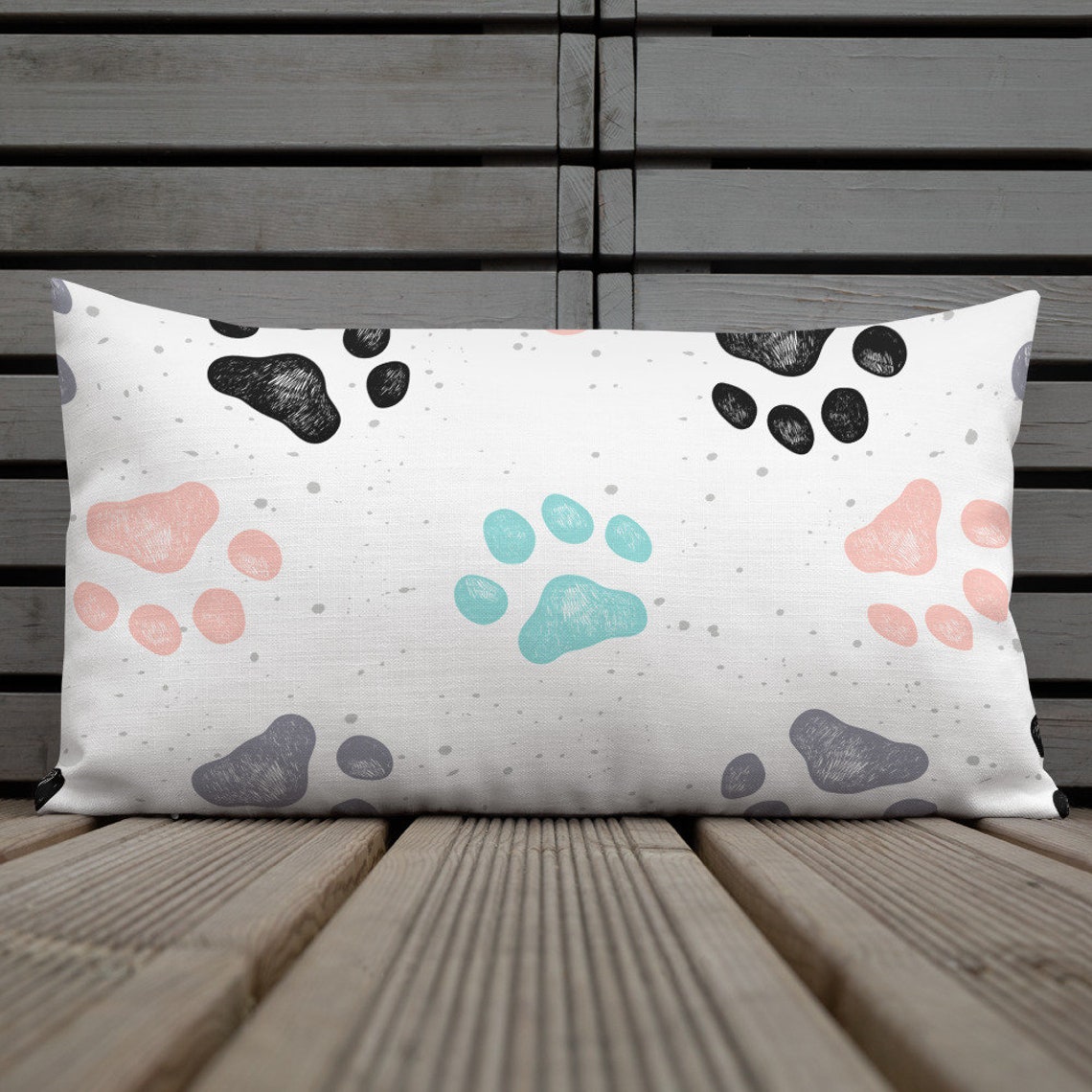 Paw Print Premium Pillow Dog Paw Pattern Decorative Pillow Etsy