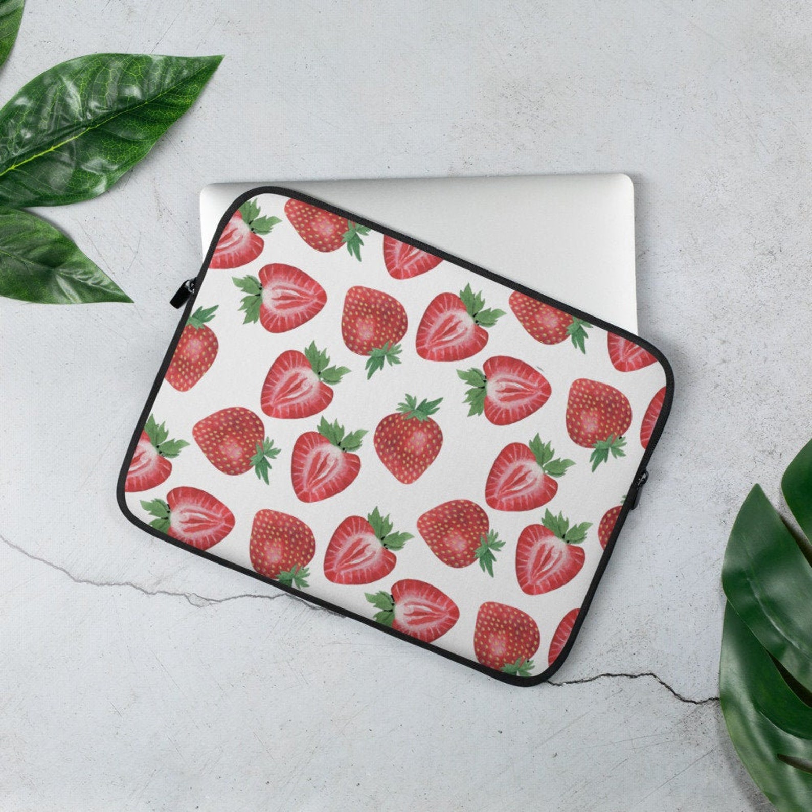 Strawberry Pattern Laptop Sleeve Strawberry Laptop Case Etsy