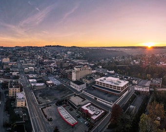 Wrapped Canvas, Downtown Morgantown, West Virginia, Panorama, Sunrise