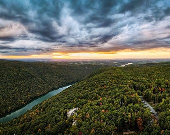 Wrapped Canvas, Coopers Rock State Forest, Panorama, Sunset, West Virginia