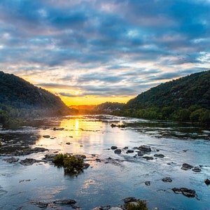 Wrapped Canvas, Historic Harpers Ferry, West Virginia Sunset, Potomac River