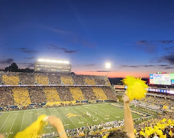 Celebratory Sunset at West Virginia's Backyard Brawl Victory Canvas Print - WVU vs. Pitt Memorabilia