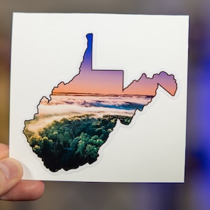 West Virginia Sticker - Vinyl Sticker - Vinyl WV Sticker - WV Sunrise - Die Cut Sticker
