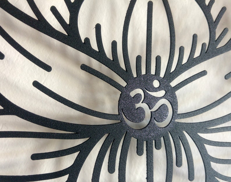 OM LOTUS Flower METAL Wall Art Gemstones Om Lotus Wall Decor Etsy