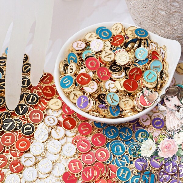 Enamel Letter Charms - Etsy
