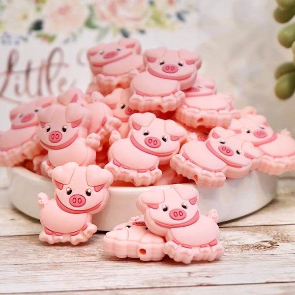 Chubby Pig - Silicone Focal Beads, Beading Supplies, DIY Pens, DIY Crafts, DIY Keychains