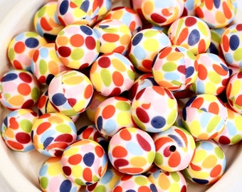 Retro dots - Round Silicone Beads - 12mm. 15mm