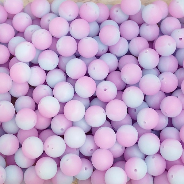 Glow in the dark Purple and Light Blue - Silicone Round Beads -  15mm