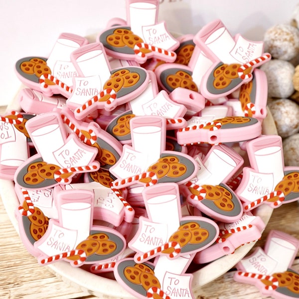 Cookies and Milk for Santa - Focal Silicone Bead - DIY Pens, DIY Lanyards, Zipper pulls, DIY Keychains