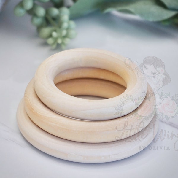 Natural unfinished wood Rings - 3 sizes