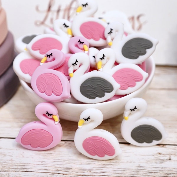 Swans - Silicone Focal Beads / Pendants, DIY Pens, DIY Keychains, DIY Lanyards, Needle Stopper