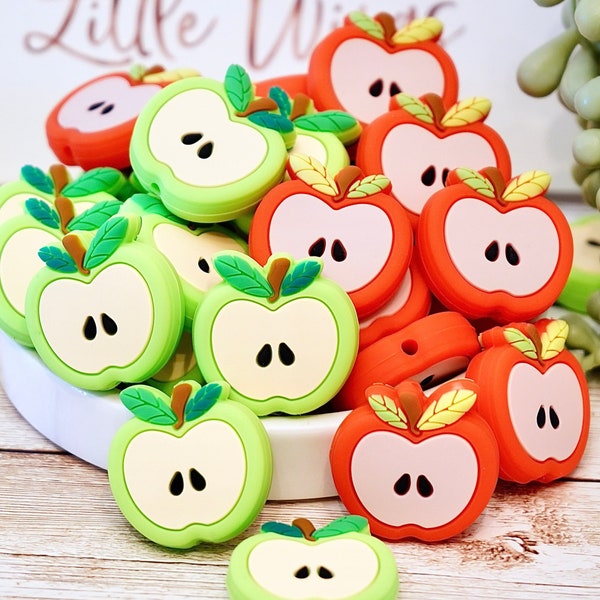 Green Apple, Red Apple - Fruit Silicone Focal Bead - DIY Pen, DIY Keychain, DIY Lanyard