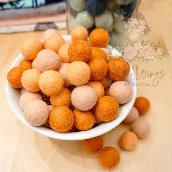 20mm Handmade felt wool balls,- Oranges