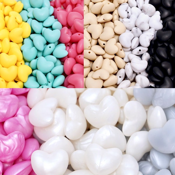 Heart Silicone Focal Beads - various colors - Valentines Day, DIY- bracelet, Keychain, Lanyard, Love