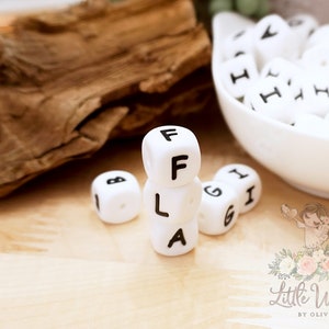 White/Black Letter Beads Silicone 12mm image 2