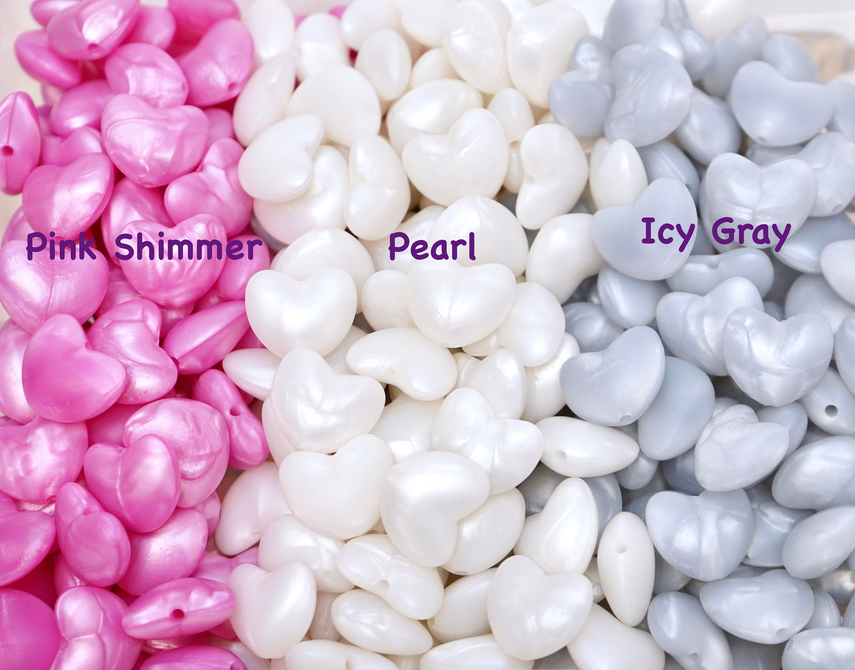 Heart Silicone Focal Beads Various Colors Valentines Day 