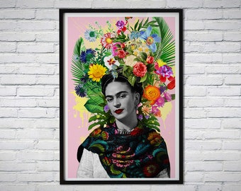 Frida Khalo portrait digital download printable art artwork to frame high resolution digital art prints 8x10 and 11x14