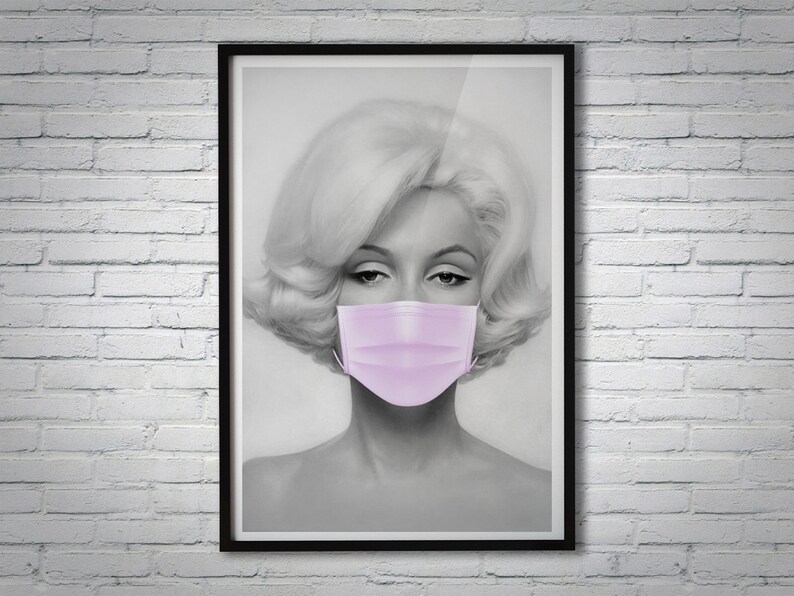 Marilyn Monroe With Face Mask Black And White Art Poster - Marilyn Monroe Home Decor Ideas