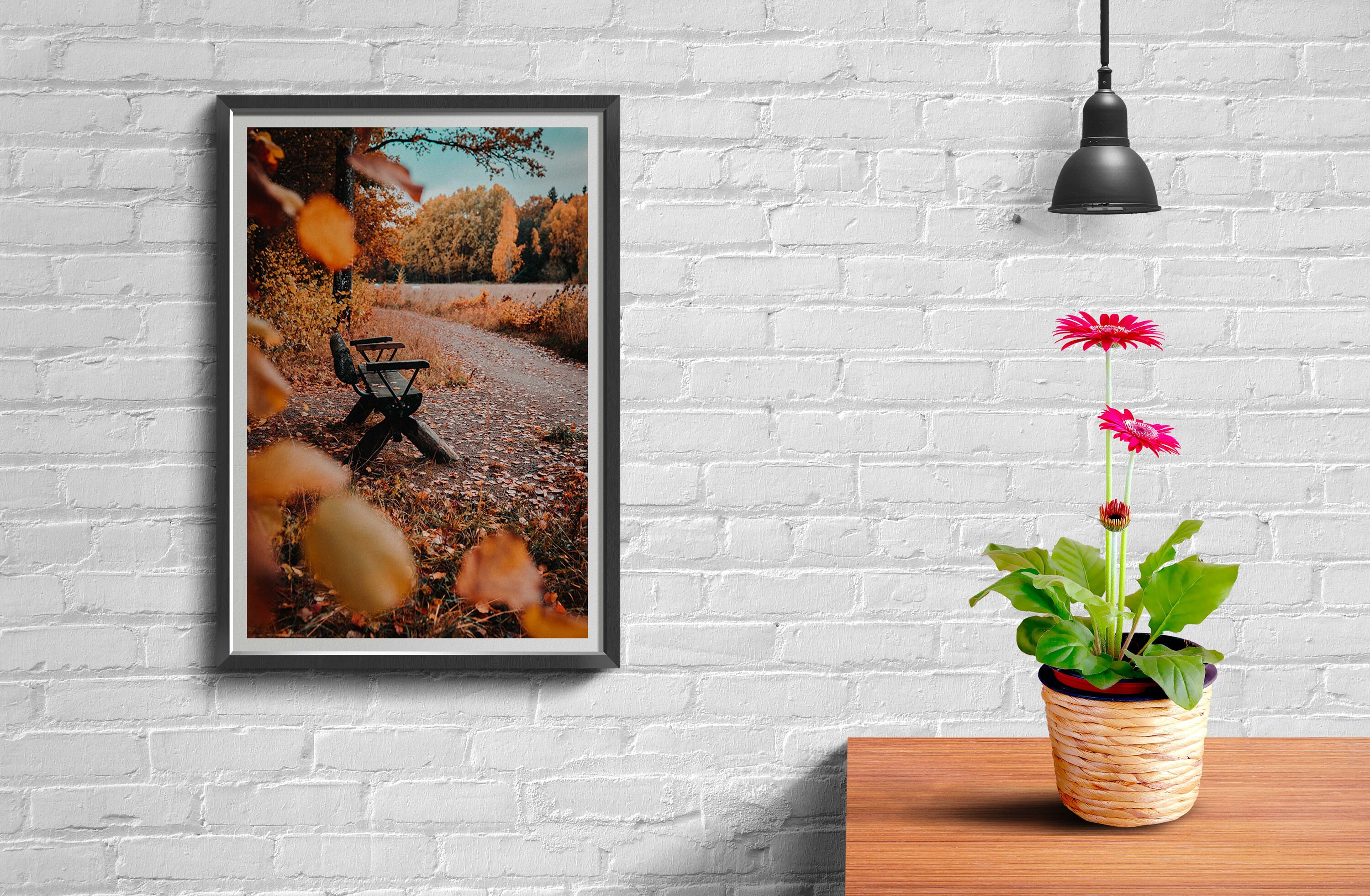 Nature Poster Bench and Autumn Scenery Nature Poster Poster Etsy