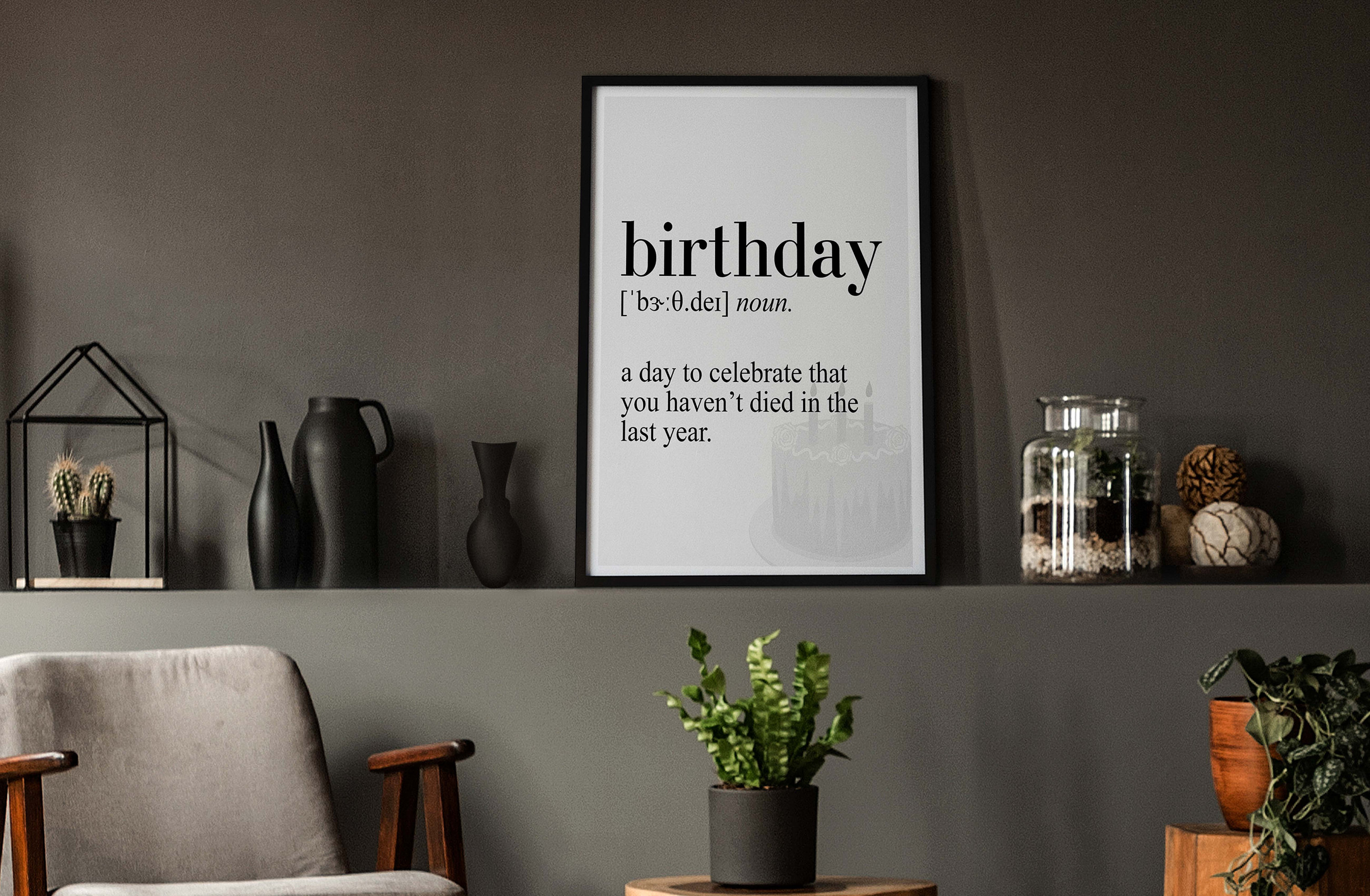 Birthday Definition Canvas Poster Dictionary Poster Poster Etsy