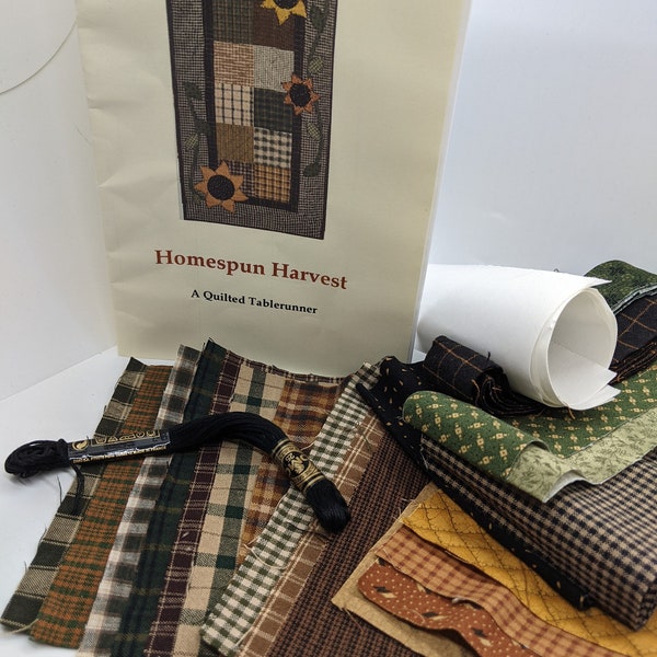 Homespun Harvest Quilted Tablerunner Kit Autumn Table Runner Country Farmhouse Decor