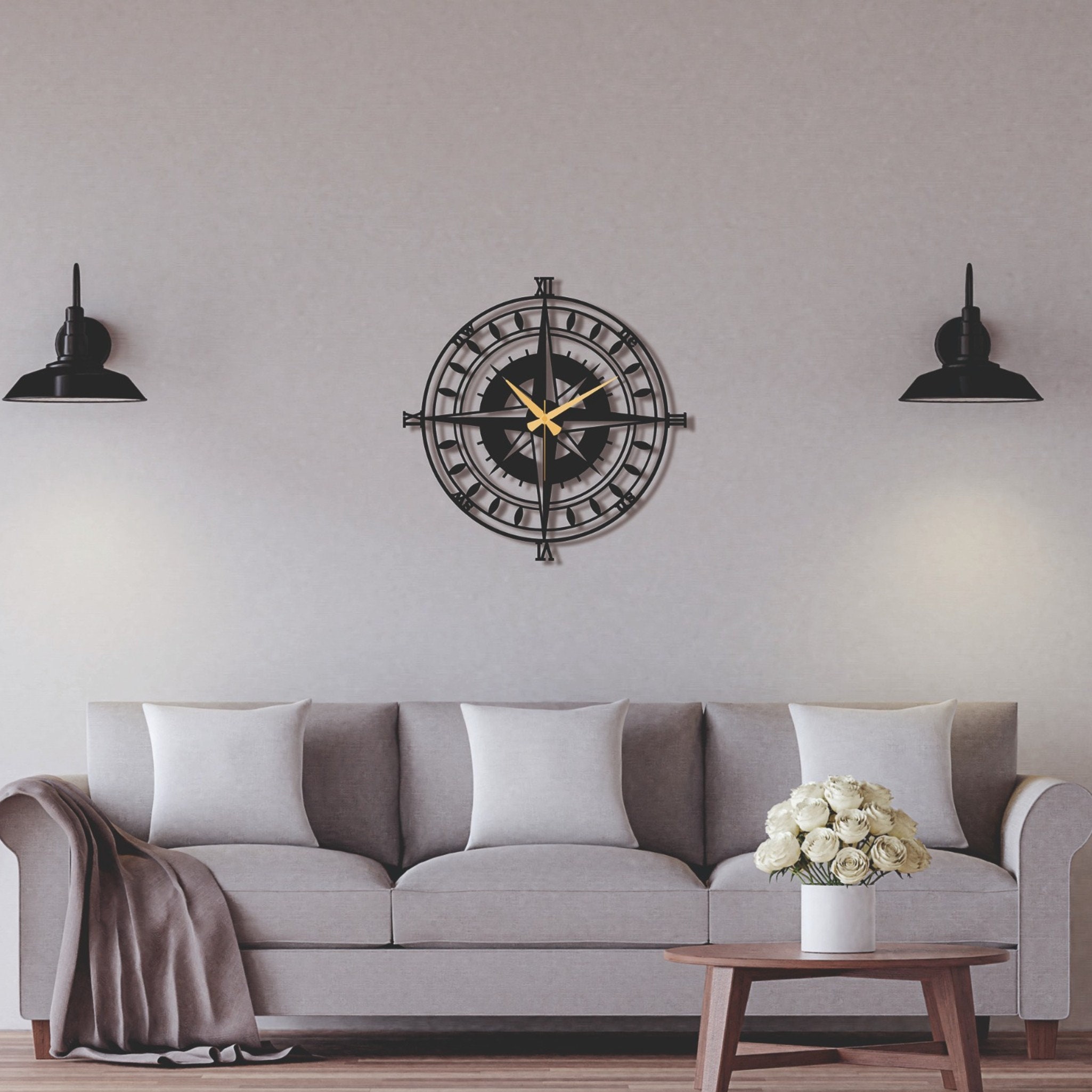 Compass Large Wall ClockOversize Etsy