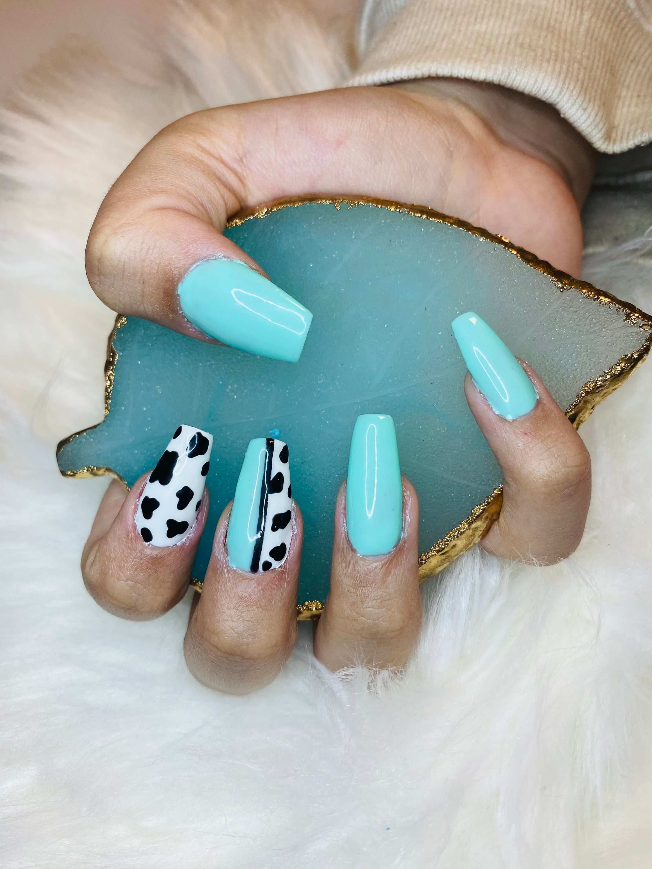 Half Cow Print Design Press On Nails Etsy Half Cow Print Design Press On Nails Etsy