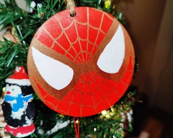 Hand Painted Spider-Man Wooden Ornament | Engraved Plywood