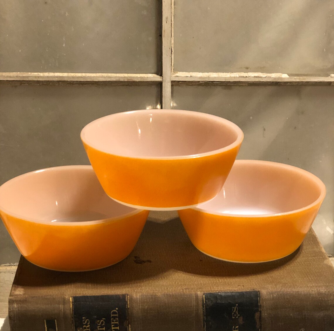 Vintage orange federal glass bowl Etsy
