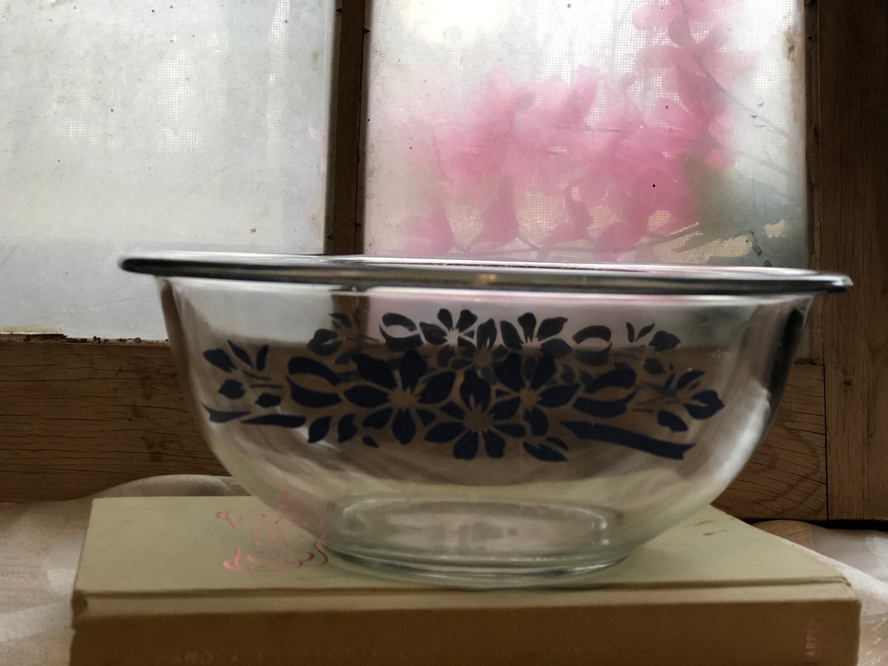 Pyrex Vintage Blue Flowers and Ribbon | Etsy