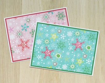 Holiday Greeting Card Set | Set of 2 | Christmas Notecards | Snowflake Notecards | Holiday Cards | Homemade Cards | Handmade Cards