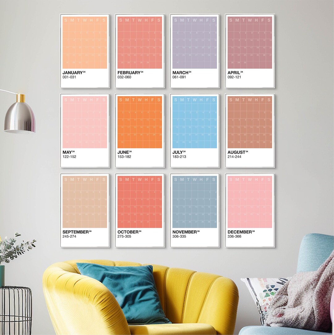2024 Pantone Style Monthly Wall Calendar 23 Size pantone Color of the