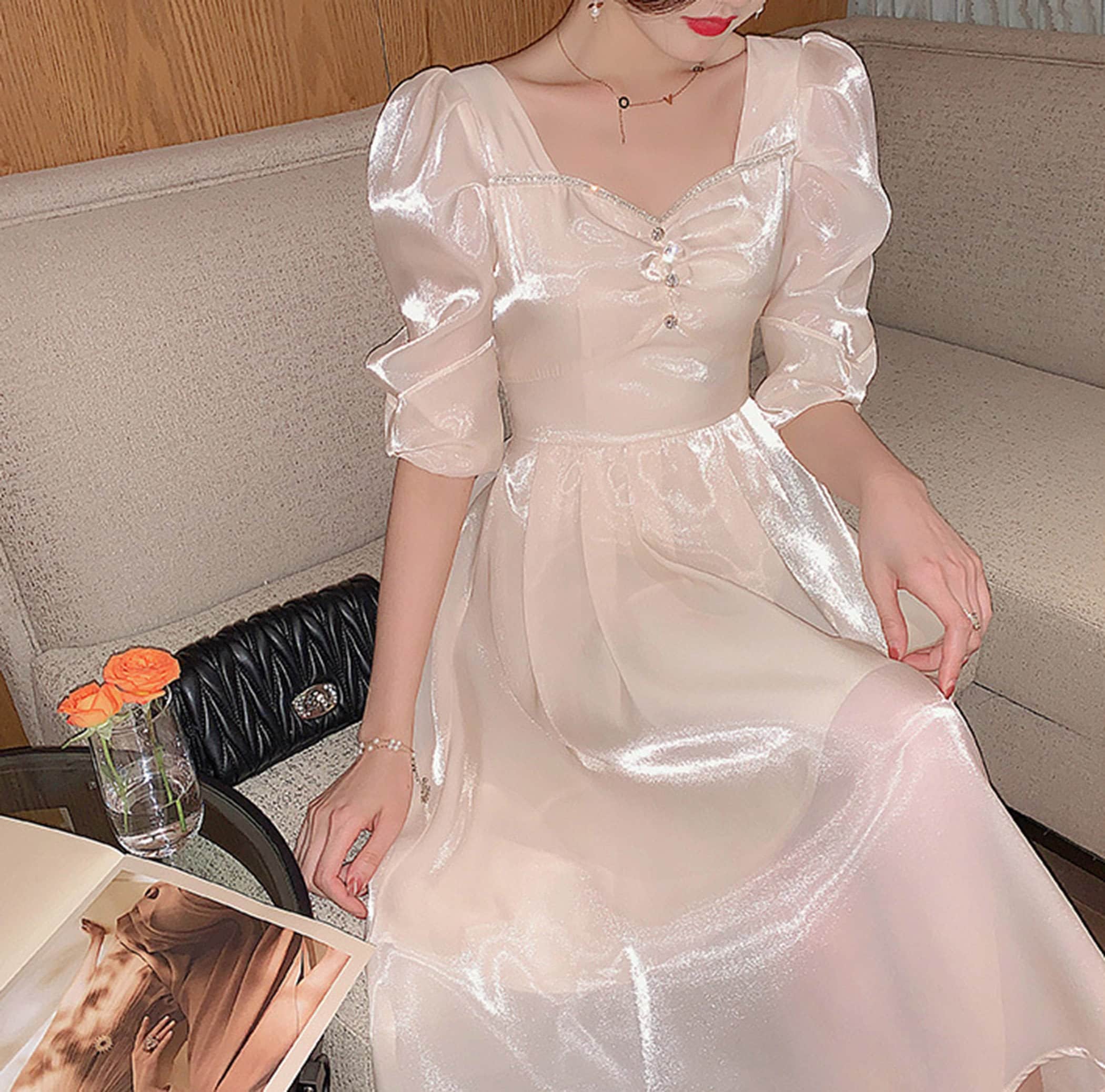 Vintage Dress Puff Sleeve Dress Victorian Dress Sweet Style Etsy