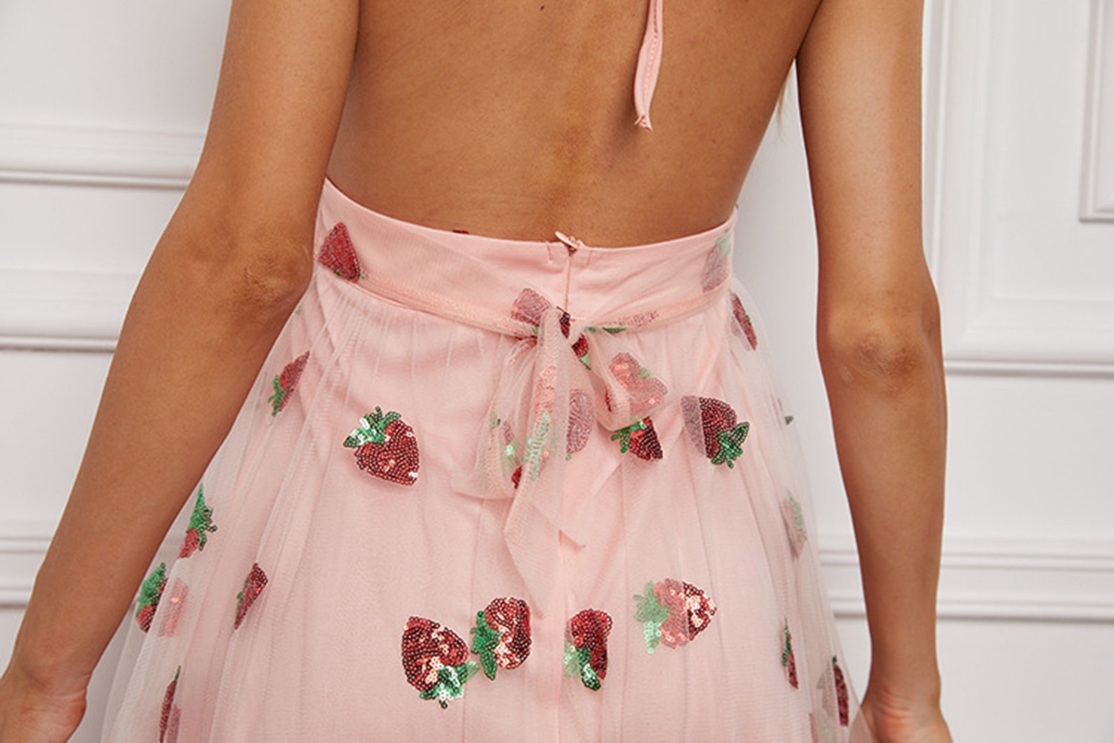 strawberry sequin tulle