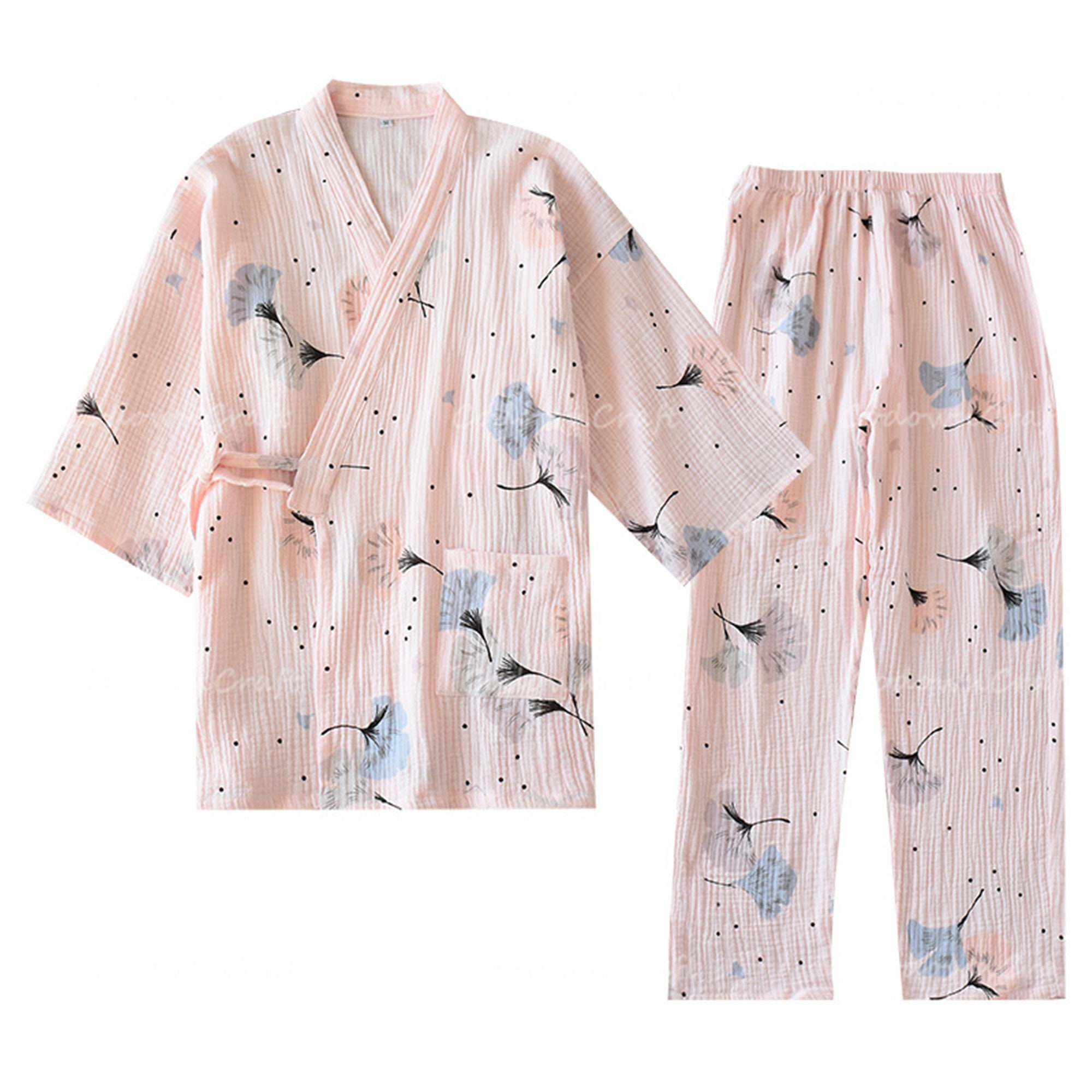 Chinese Style Long Pajama Set Flowers Long Sleeve Sleepwear Etsy