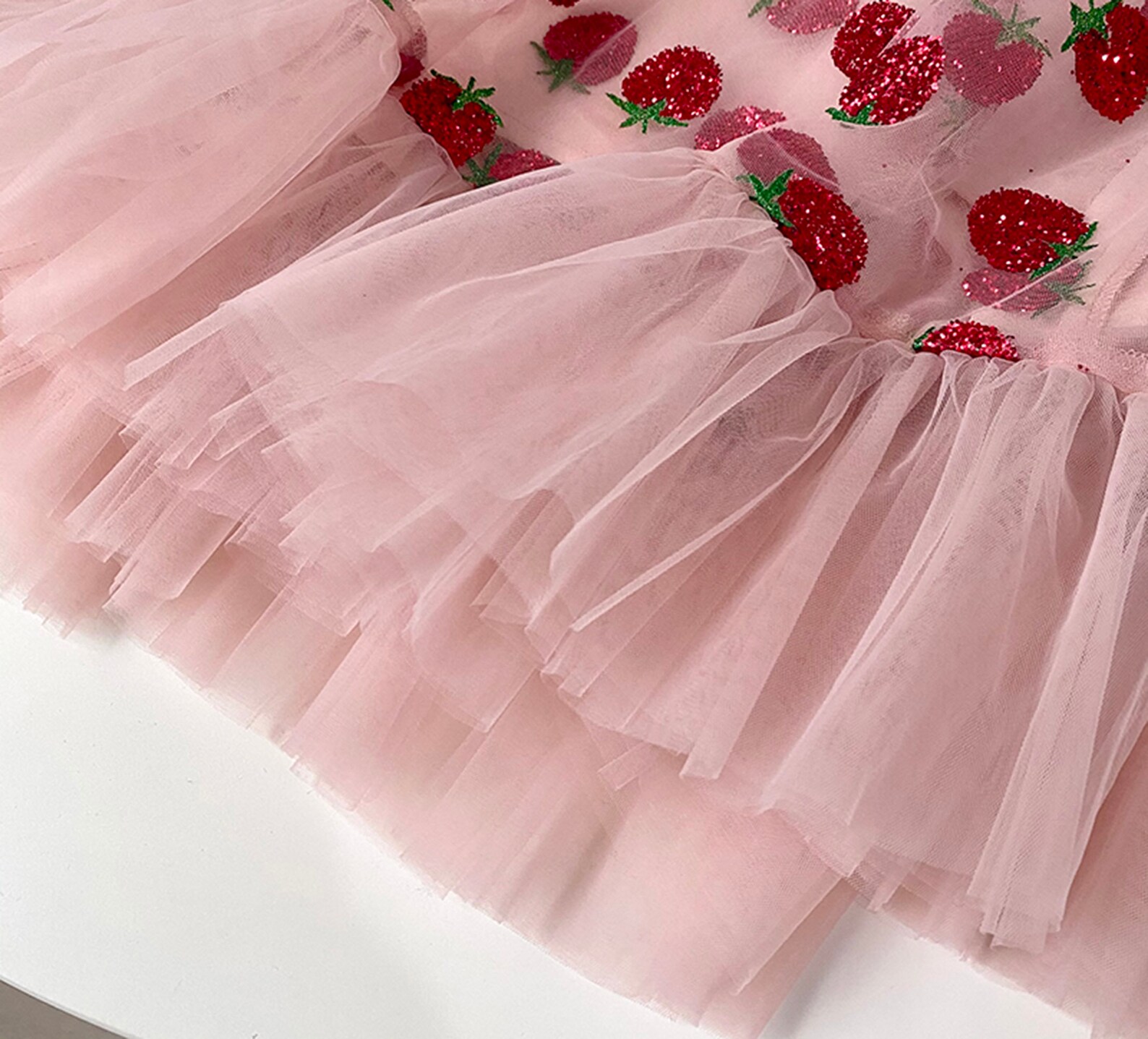 strawberry sequin tulle