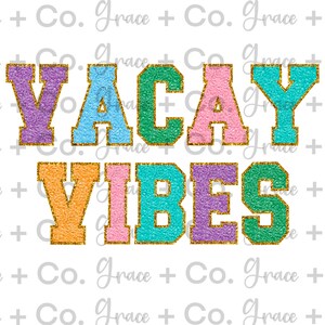 Vacay Vibes Colorful Chenille texture PNG JPG pdf Printable Artwork Sublimation Design