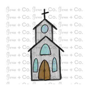 Hand Drawn Church Chapel PNG Printable Artwork Sublimation Design