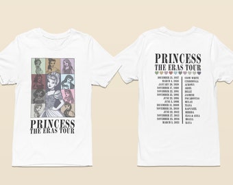 Visite de l'ère princesse | T-shirt princesse, t-shirt graphique Eras Tour, dates de la tournée